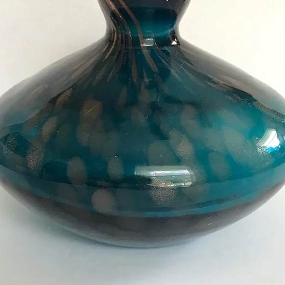 Loetz Art Nouveau Teal With Gold Glitter Vase - Picture 13 of 13